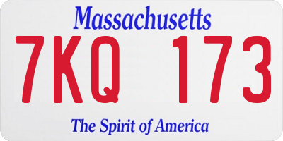 MA license plate 7KQ173