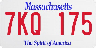 MA license plate 7KQ175