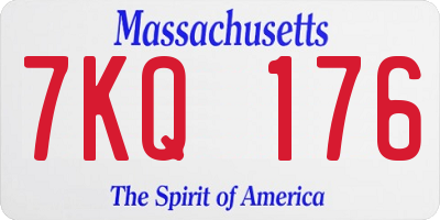 MA license plate 7KQ176