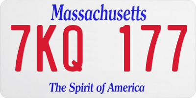 MA license plate 7KQ177