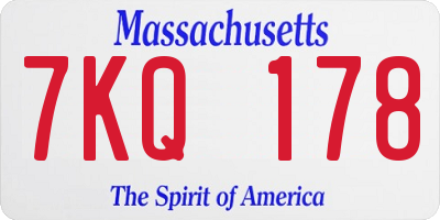MA license plate 7KQ178