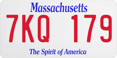 MA license plate 7KQ179