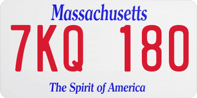 MA license plate 7KQ180