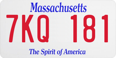 MA license plate 7KQ181