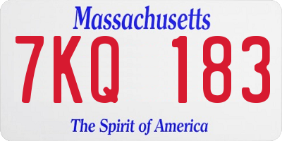 MA license plate 7KQ183