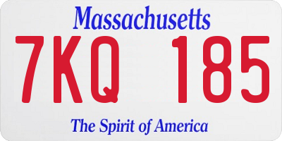 MA license plate 7KQ185