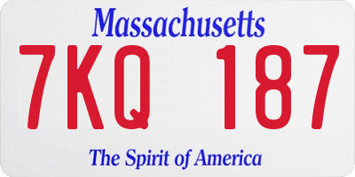 MA license plate 7KQ187