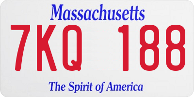 MA license plate 7KQ188