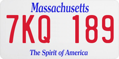 MA license plate 7KQ189
