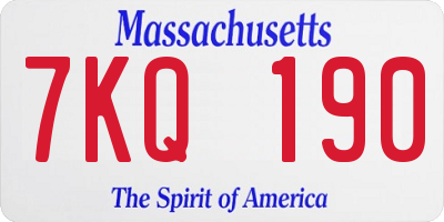 MA license plate 7KQ190