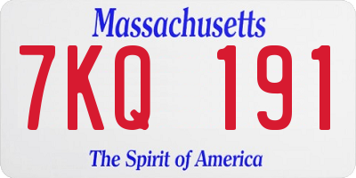 MA license plate 7KQ191