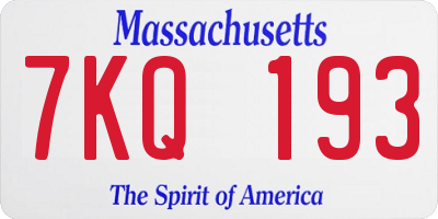 MA license plate 7KQ193