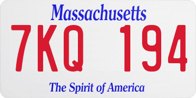MA license plate 7KQ194