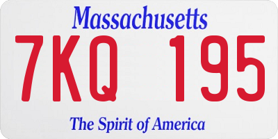 MA license plate 7KQ195