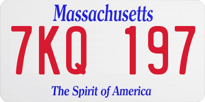 MA license plate 7KQ197