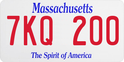 MA license plate 7KQ200