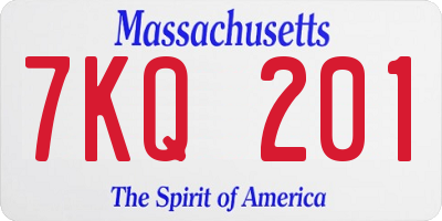 MA license plate 7KQ201