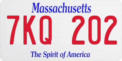 MA license plate 7KQ202