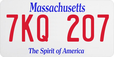 MA license plate 7KQ207
