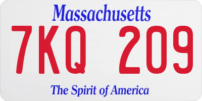 MA license plate 7KQ209