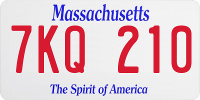 MA license plate 7KQ210