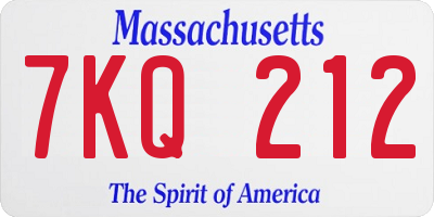 MA license plate 7KQ212