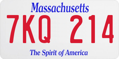 MA license plate 7KQ214