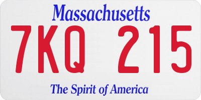 MA license plate 7KQ215