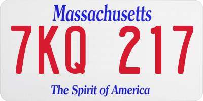 MA license plate 7KQ217