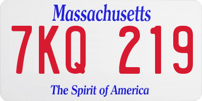 MA license plate 7KQ219