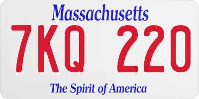 MA license plate 7KQ220