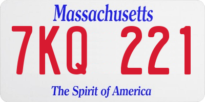 MA license plate 7KQ221