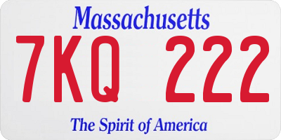 MA license plate 7KQ222