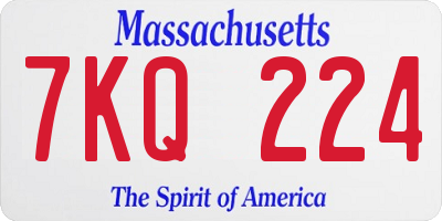 MA license plate 7KQ224
