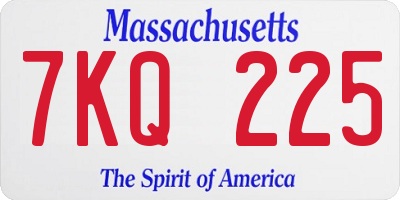 MA license plate 7KQ225