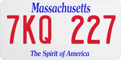 MA license plate 7KQ227