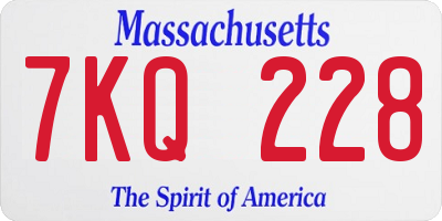 MA license plate 7KQ228