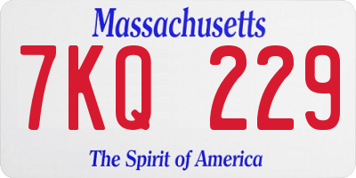 MA license plate 7KQ229