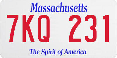 MA license plate 7KQ231