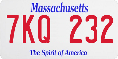 MA license plate 7KQ232