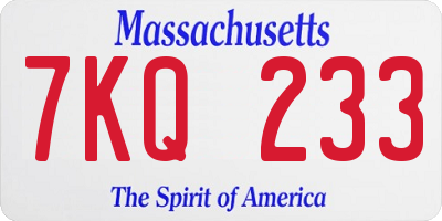 MA license plate 7KQ233
