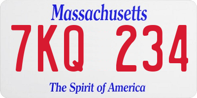 MA license plate 7KQ234