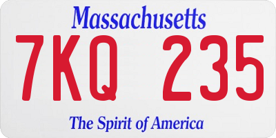 MA license plate 7KQ235