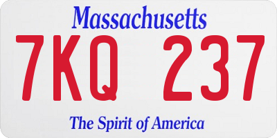 MA license plate 7KQ237