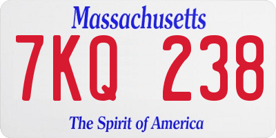 MA license plate 7KQ238