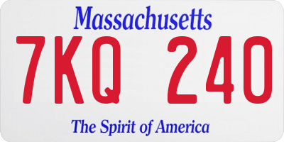 MA license plate 7KQ240