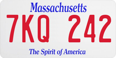 MA license plate 7KQ242