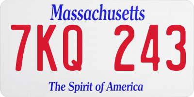 MA license plate 7KQ243