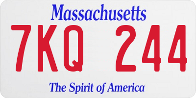 MA license plate 7KQ244