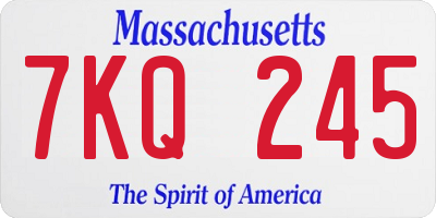 MA license plate 7KQ245